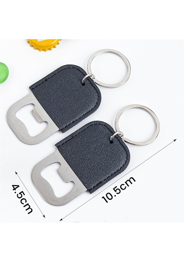 24 Paket Pu Şişe Açacağı Anahtarlık Paslanmaz Çelik Bira Açacakları Boşlukları Siyah