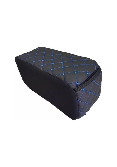 Araba Kolçağı Sünger Kolçak Kol Dayama Baklava Desen Siyah Deri Mavi Desen