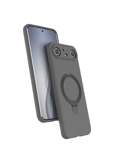 Tecno Spark Slim 5g Kılıf Magsafe Şarj Özellikli Standlı Sensitive Touch Samara Kapak Titanyum-gri
