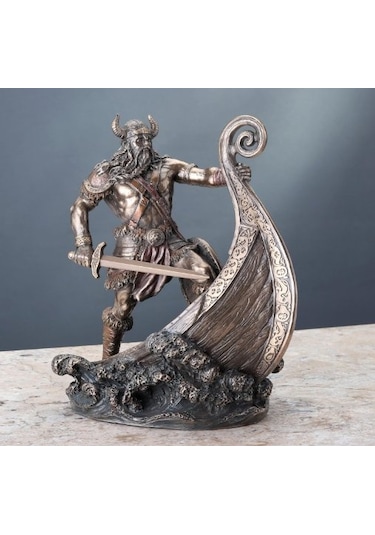 Veronese Design İskandinav Savaşçı Viking Gemi Üzerinde Heykel