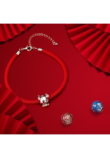 Siyah Bamoer Kadın Ayarlanabilir 16-21 Cm 925 Ayar Gümüş Charm Bilezik Kız