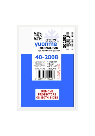 Yuonme Termal Ped / Thermal Pad 2.0mm 4.0w/mk 65x65mm 40-2008