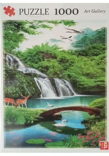Akıllıelma-kzl Puzzle Geyikler Ve Şelale 1000 Parça Puzzle Pazıl 68x48 Cm
