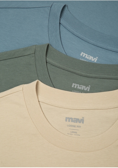 Mavi - 3lü Erkek Basic Tişört 0612315-70322 Renkli