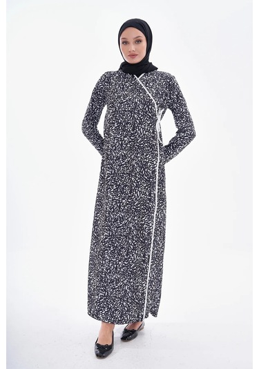 Puantiyeli Yandan Bağlamalı Namaz Elbisesi-21006 Gül Kurusu