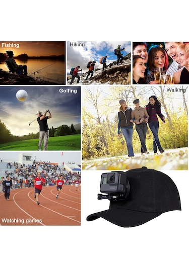 Cbtx Puluz Pu195 Gopro Aksesuarları Uyumlu Spor Kamera Şapkası Vidalı Ayarlanabilir Kapak Ve Gopro Kamera Uyumlu J Stent Taban - Kırmızı