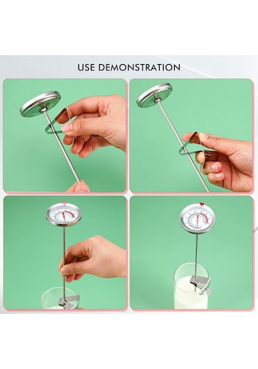 Kızartma, Yemek Pişirme, Hindi, Gıda, Süt İçin Tencere Klipsli 40cm Uzun Kök Paslanmaz Çelik Termometre