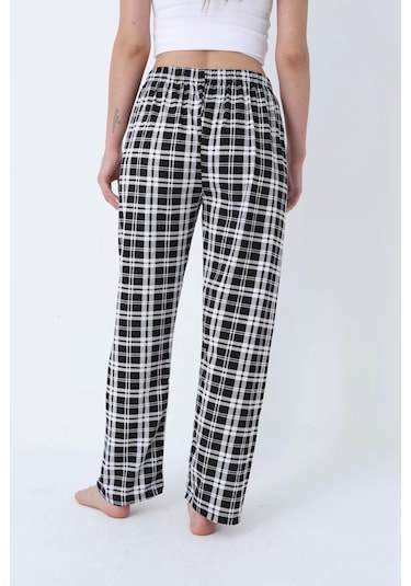 Ekose Desenli Beli Lastikli Unisex Pijama Altı Ekose1