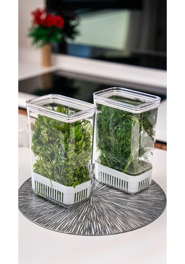 Ludıa Vakum Kapaklı Sebze Yeşillik Saklama Kabı 2900 Ml Beyaz - Şeffaf