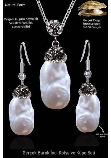 Sertifikalı Zirkon Taşlı Model Ham İstiridye Barok İncisi Kolye V Çok Renkli