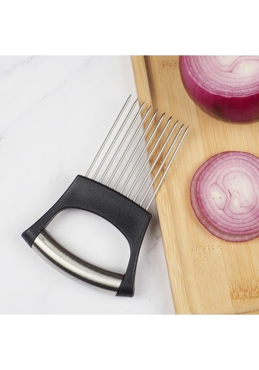 Besthome1 Erkek Mutfak Onion Sabitleyici: Paslanmaz Çelik Soğan Dilimi Tutucu, Kolay Kullanımı, Evde Pratik Kesişme Aracı Diğer