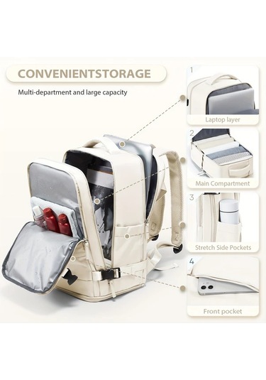 Dashanshop Hafif Nylon Seyahat Sirt Cantasi Beige With Brown Laptop Bolmeli Ayarlanabilir Askili Cok Cepli Is Gundelik Kullanım A Gri