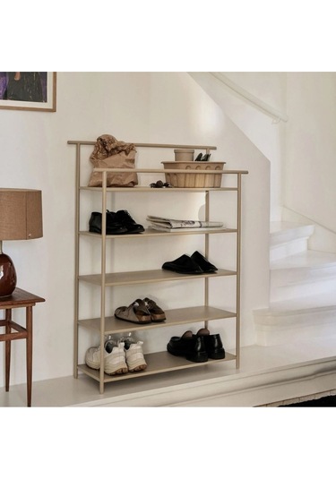 Dora Çok Amaçlı Metal Saclı Ayakkabı Rafı Bej