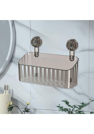 Homyl Duş Sepeti Vantuz Duvara Monte Banyo Daire Mutfak Için Gri