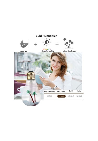 400 Ml Renkli Işık Taşınabilir Ampul Şekli Aromaterapi Hava Temizleme Nemlendirici Ev / Ofis / Araba İçin Gümüş