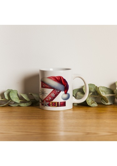 Z Harfi Yılbaşı Temalı Bardak 330 Ml Harfli Kişiye Özel Hediye - Yeniyıl / Noel Şapka Tasarım Beyaz