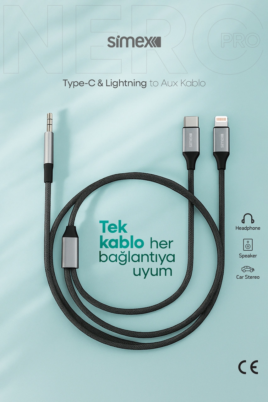 Simex 2in1 Dac Sa-03 Auxpro Kumaş Aux Kablosu
