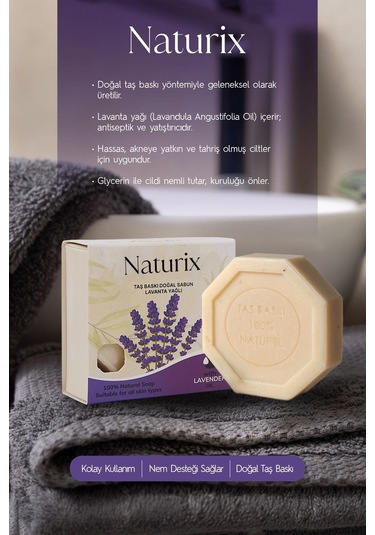 Lavanta Yağlı Taş Sabun 5'li Eko Paket Yağ Dengesi Ve Ferahlatıcı Cilt Bakımı - 5x125 Gr