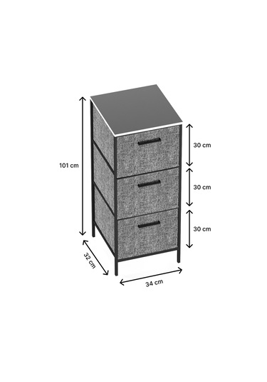3 Çekmeceli Çok Amaçlı Dolap Büyük Boy Komodin Sehpa Füme 1617