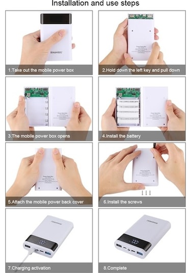 Novahub 4x18650 Dıy Hızlı Şarj Power Bank, Usb Çıkışlı, Ekranlı Kutu