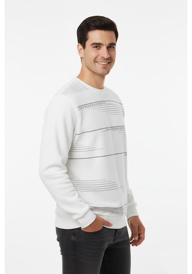 Baglan Erkek Sıfır Yaka Sweatshirt Bgl-st04863 Ekru