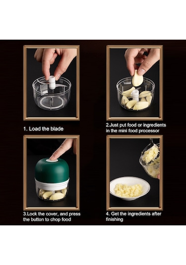 Shineyee Usb Şarjlı Büyük Boy Çelik Bıçaklı Elektrikli Yemek剁碎器 - Bebek Yemeği, Sarımsak, Et Ve Sebzeler İçin Taşınabilir Blender Yeşil