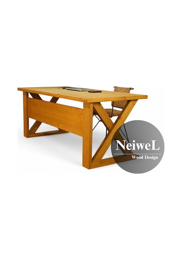 Neiwel Ares Doğal Ahşap Çalışma Ve Ofis Masası-100cm-200cm Açık Ceviz