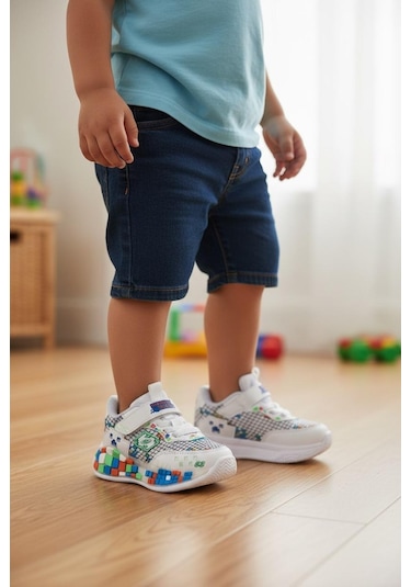 Tuğba Ortopedi 03 Erkek Bebek Işıklı Rahat Sneaker Beyaz