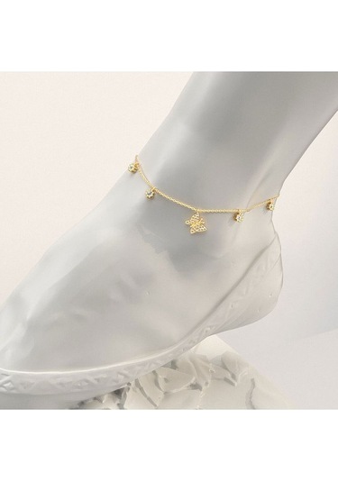 İndigo Takı Minik Kelebek Altın Kaplama Gümüş Halhal Çok Renkli