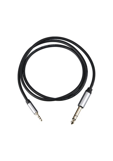 Teltree 3.5mm'den 6.5mm'ye Gold Kaplı Alüminyum Kasa Ses Kablosu - Telefon, Dizüstü Bilgisayar, Hoparlör İçin 1m Siyah