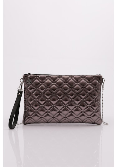 Dgn 4004 Kadin Baklava Dilimi Desenli Çanta 4004-2337-R13773 Platin