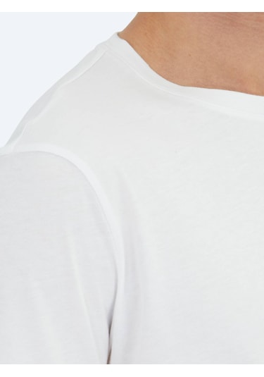 Kip Unisex Beyaz Düz Bisiklet Yaka %100 Pamuk T-shirt Beyaz