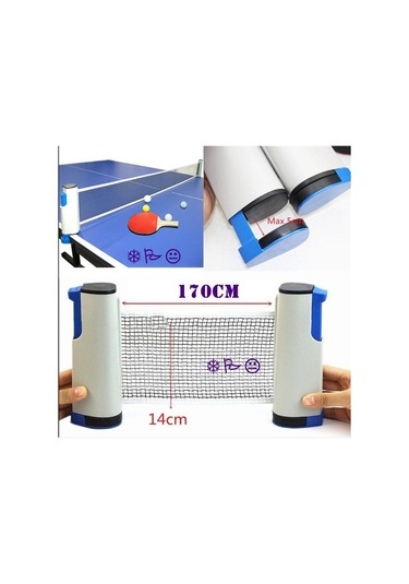 Leyaton Portatif Açılır Kapanır Ayarlı Masa Tenisi File 2 Raket 3 Top Çok Renkli