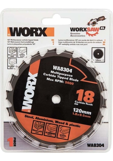 Worx Wa8304 120x9,5mm Metal, Ahşap, Pvc, Alüminyum Kesme, Elmas Daire Testere Bıçağı Fr Wa8304