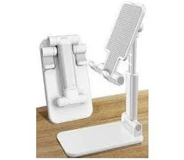 Ayarlanabilir Telefon Standı Katlanabilir Masaüstü Tutucu Kaymaz Silikon Tabanlı Metal Gövdeli Stand Beyaz