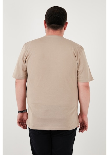 Buratti Pamuklu Regular Fit Bisiklet Yaka Büyük Beden Erkek T Shirt 5902753B Vizon