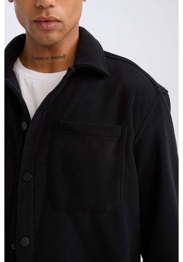 DeFacto Relax Fit Polar Uzun Kollu Siyah Gömlek A4782AX24WNBK81 DeFacto Relax Fit Polar Uzun Kollu Siyah Gömlek A4782AX24WNBK81