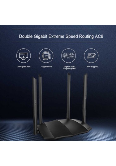 Tenda Ac8 Ac1200 4Port Wifi 2.4Ghz 5Ghz Dual. 4 X 6Dbi Anten. Rou