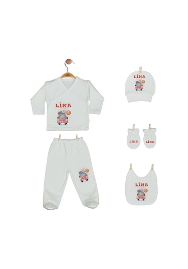 Pia Baby Gl 2206 İsme Özel Yastık Zıbın Set Krem
