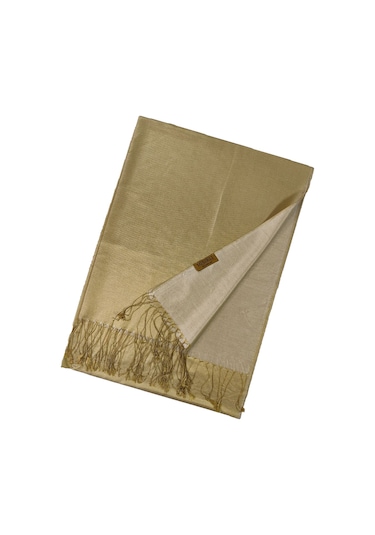 Mısırlı Eşarpları Çift Taraflı Düz Renk Ipek Şal Açık Gold