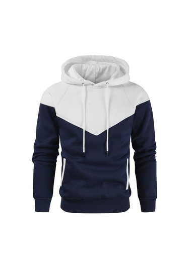 Erkek Patchwork Kapşonlu Kazak Hoodies Giyim Rahat Gevşek Polar Sıcak Sokak Giyimi Erkek Moda Sonbahar Kış Spor Dış Giyim Yeşil