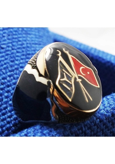 Vog Iyı Ve Ay Yıldız Sancaklı Lüks Model 925 Ayar Gümüş Erkek Yüzük