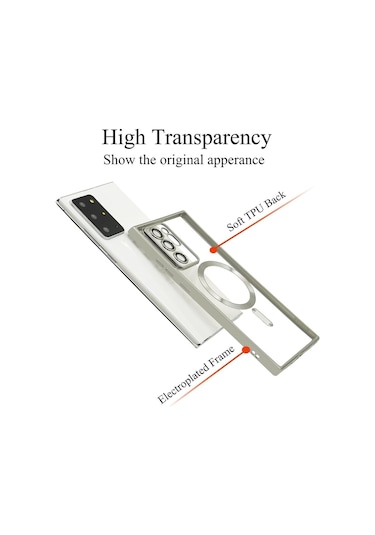 Teknomoda Samsung Galaxy Uyumlu S21 Fe Kılıf Kamera Lens Korumalı Renkli Magsafe Şeffaf Silikon