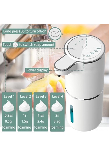Skycity Otomatik Teşvikli Köpük Sabun Dağıtıcı 400ml Usb Şarjlı Duvar Tipi 4 Seviyeli Ayar Banyo & Mutfak İçin Beyaz