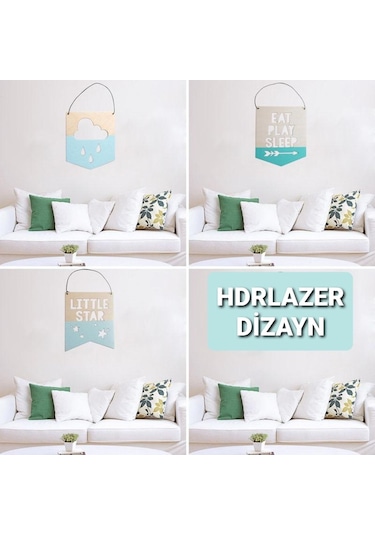 Hdrlazerdizayn "Little Star" Yazılı Ahşap Kapı Ve Duvar Dekoru