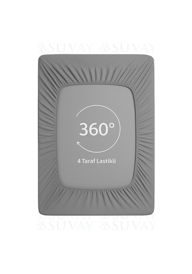 Suvay Penye Lastikli Çarşaf Tek Çift Kişilik Battal Boy %100 Pamuklu Lastikli Penye Çarşaf Gri