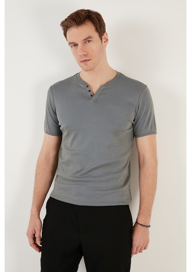 Buratti Pamuklu V Yaka Slim Fit Erkek T Shirt 5902122 Açık Haki
