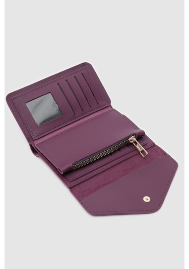 Zarf Detaylı Nakit Ve Bozuk Para Bölmeli Bayan Cüzdan-mor Açık Mor
