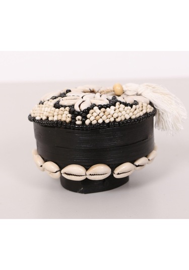 Bali Boncuklu Bambu Saklama Kutusu S 11x8 Cm