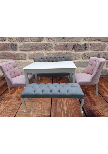 Berjer Çay Set Kayın Lüken Aslan Iskelet Parlak Beyaz Kapitone Dö Abanoz - Beyaz